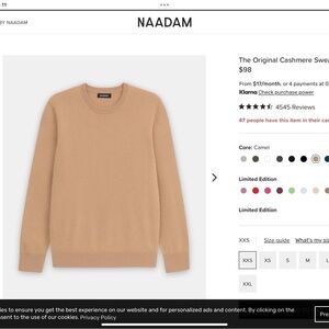 NAADAM Women’s Cashmere Sweater in Camel